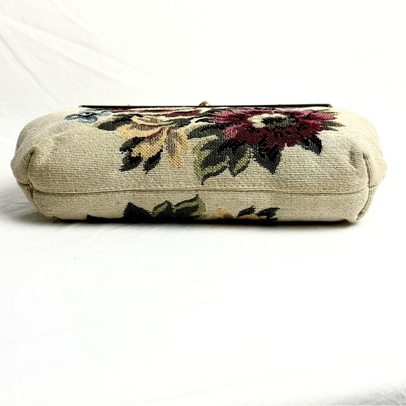 Verdi Mid-Century Vintage Floral Embroidered Bag GUC w/ Gold Tone Chain - Picture 11 of 14